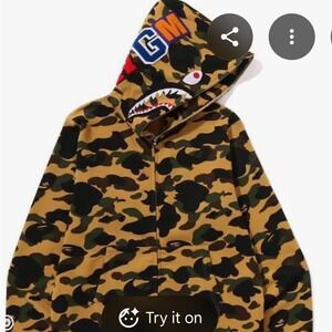A Bathing Ape BAPE 1st Camo Shark‎ Full Zip Hoodie Small New With Tags